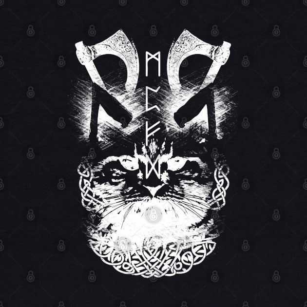 Abstract Cat in Viking Style - White by Scailaret